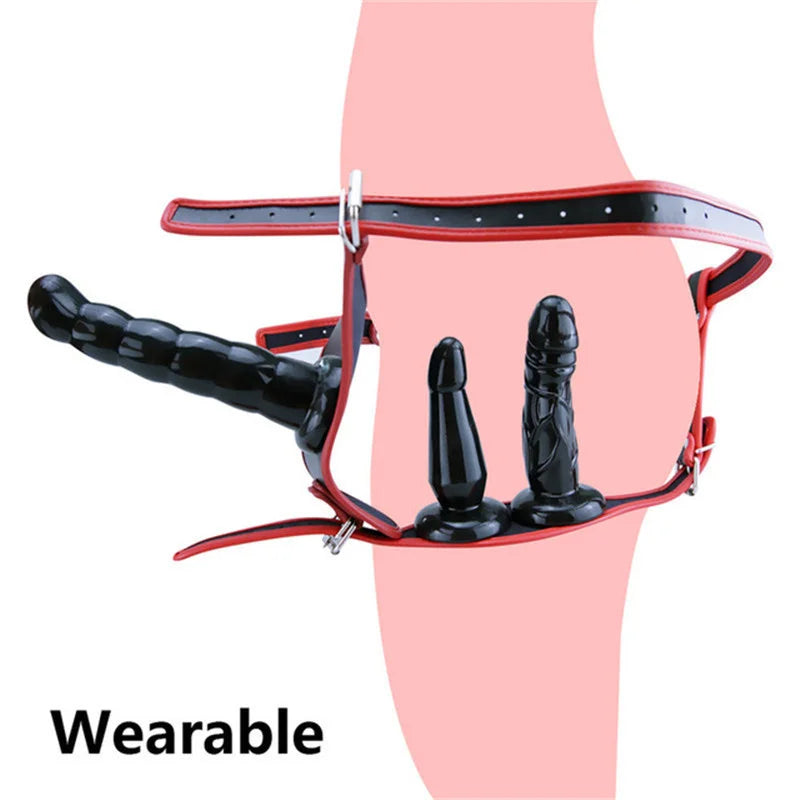 Strap on Realistic Double Dildo Female Chastity Belt Men Women Gay Dildos Strapon Harness Belt Adult Games Lesbian