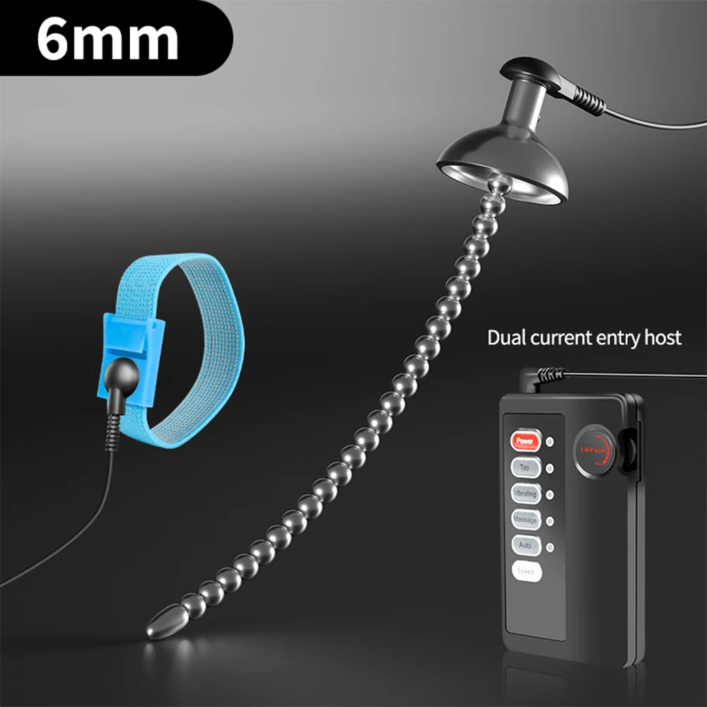 Male Masturbator Electro Shock Horse Eye Stick Penis Plug Bead Stimulator Adult Urethral Dilation Extender Plug Sex Toys For Men