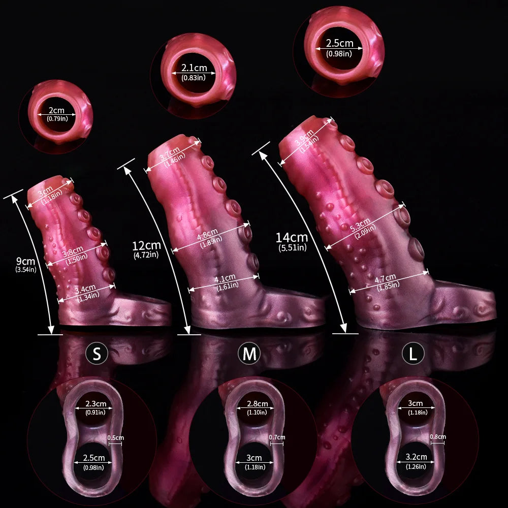 YOCY Silicone Penis Sleeve S,M,L Size Open-ended Animal Dildo Sheath Texture Massager Sex Toy For Men Women