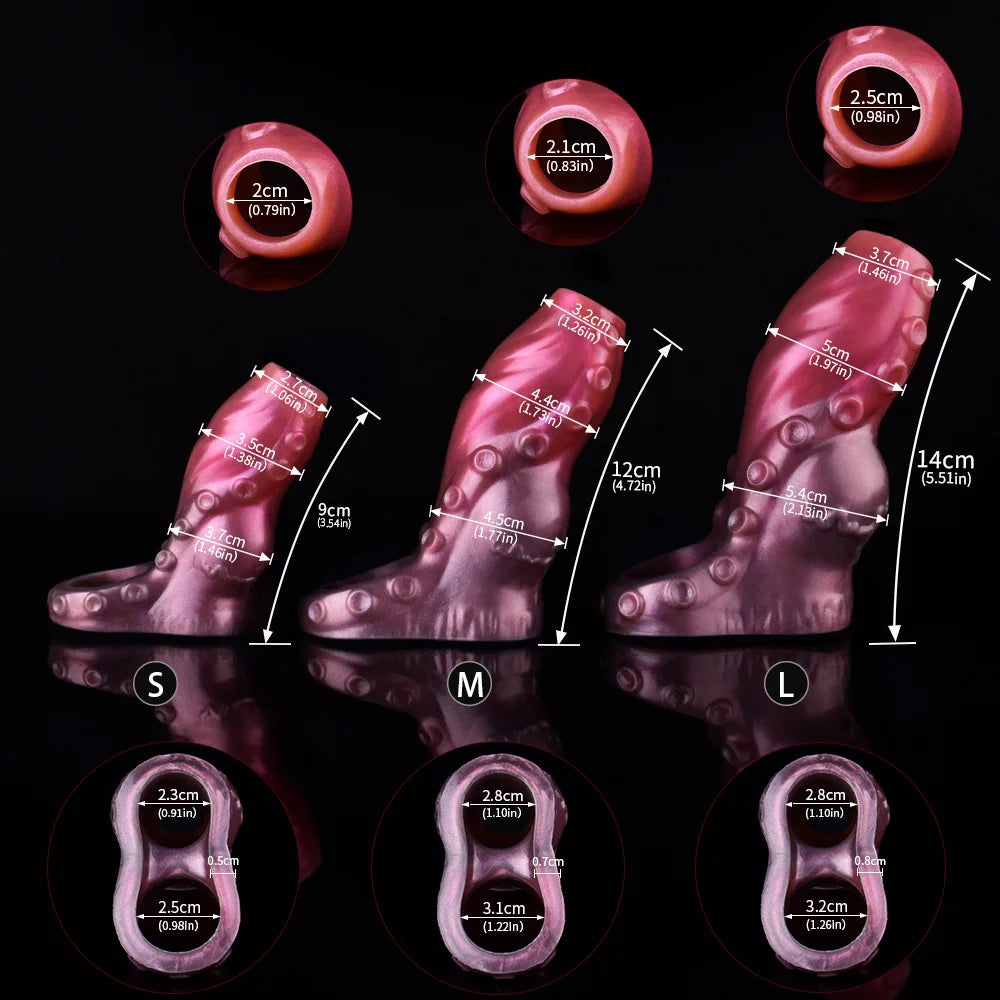 YOCY Silicone Penis Sleeve S,M,L Size Open-ended Animal Dildo Sheath Texture Massager Sex Toy For Men Women