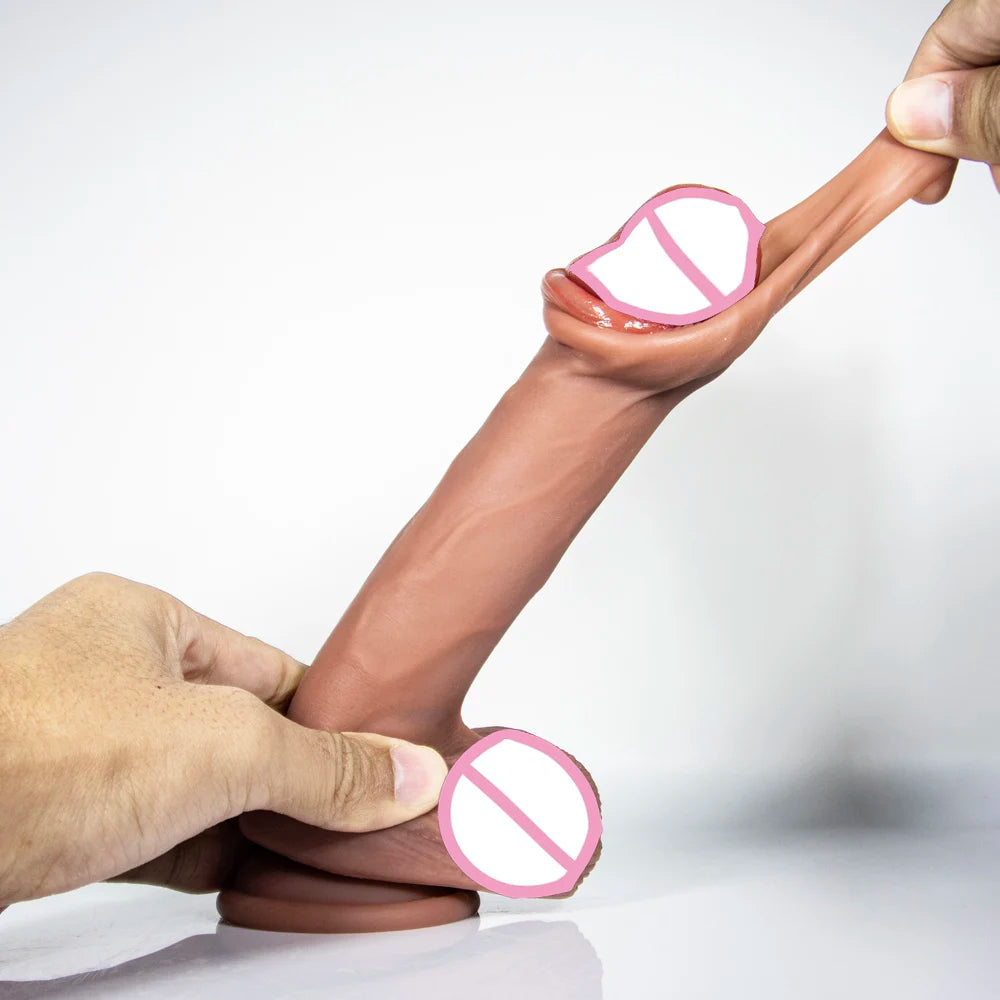 Realistic Dildos for Women Skin Sliding Foreskin Testicles Dildo Anal Vaginal Stimulation Strapon Big Penis Sex Toys for Woman
