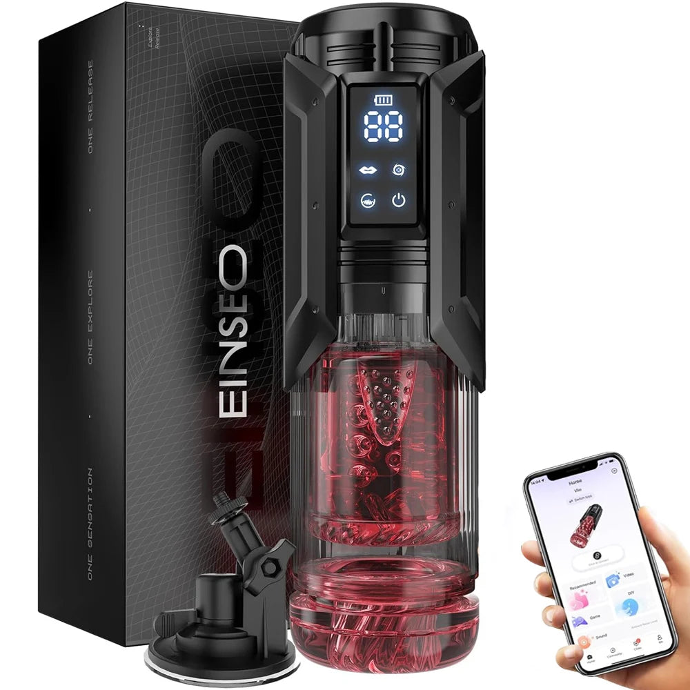 Male Sex Toys for Men with Upgrade 7 Vacuum Pump & 7 Thrusting Rotating Vibrating Sucking Licking LCD Adult Toys Mens Sex Toys