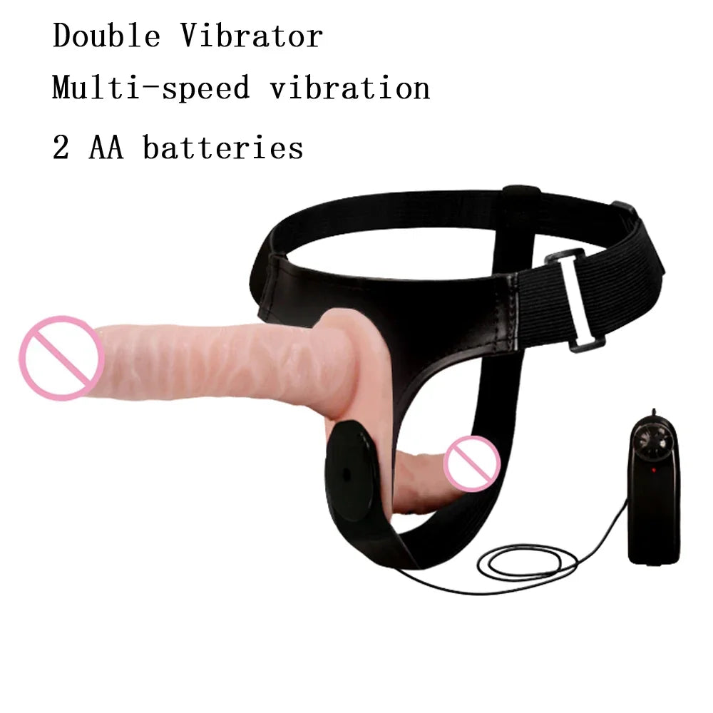 Big Double Dildos Strapon Dildo Vibrator for Women Vibrating Strap on Double Dildos for Lesbian Strapon Penis with Harness Belt