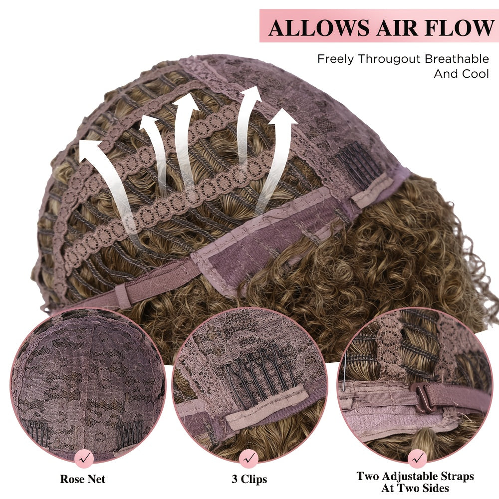 Afro Kinky Curly Wigs Short Afro Kinky Curly Wigs For Women Synthetic Heat Resistant Hair Replacement Wig For Cosplay Party Daily Use