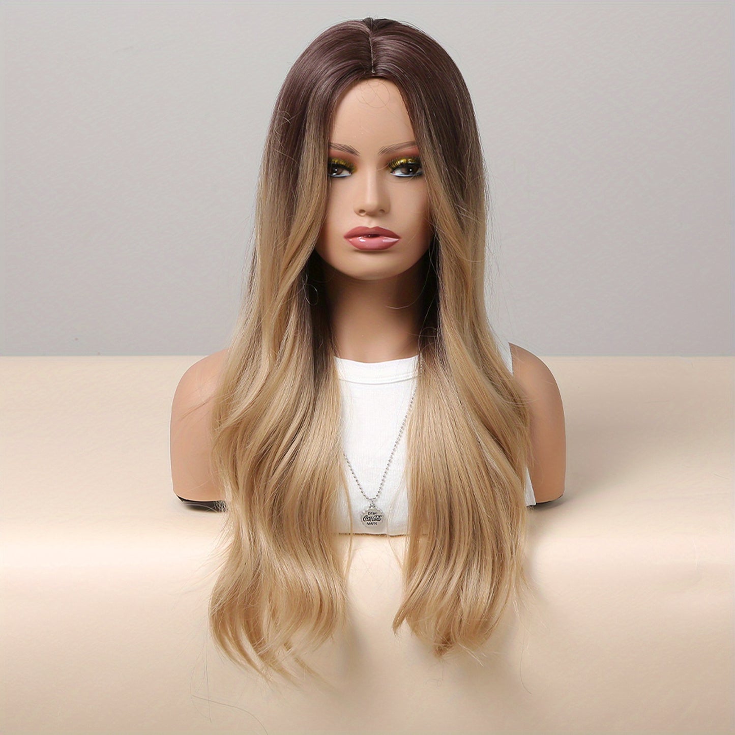 [Pink Hair Wigs] Pink 24 Inch Synthetic Fiber Hair Wigs With Bangs | Long Body Wave Hair Wigs For Women Girls | For Daily Party Cosplay Use Music Festival