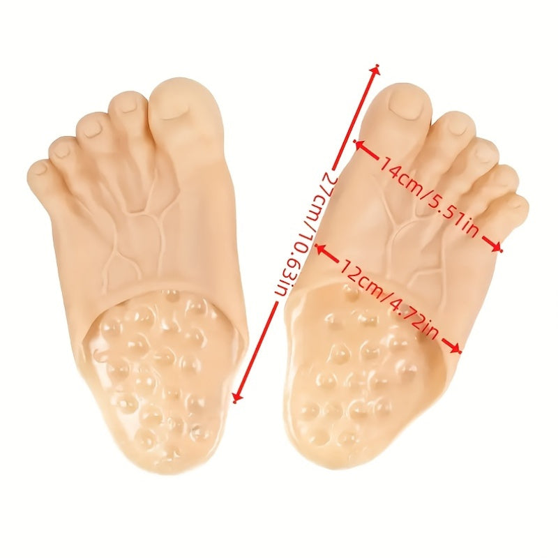 1 Pair Novelty Giant Foot Rubber Slippers, Cartoon Gag Humorous Simulation Barefoot Shoes, Roleplay Costume Props for Halloween, Christmas, Themed Parties, Hand Washable, Sports Theme, All-Season Use Without Electricity
