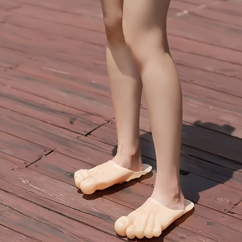 1 Pair Novelty Giant Foot Rubber Slippers, Cartoon Gag Humorous Simulation Barefoot Shoes, Roleplay Costume Props for Halloween, Christmas, Themed Parties, Hand Washable, Sports Theme, All-Season Use Without Electricity