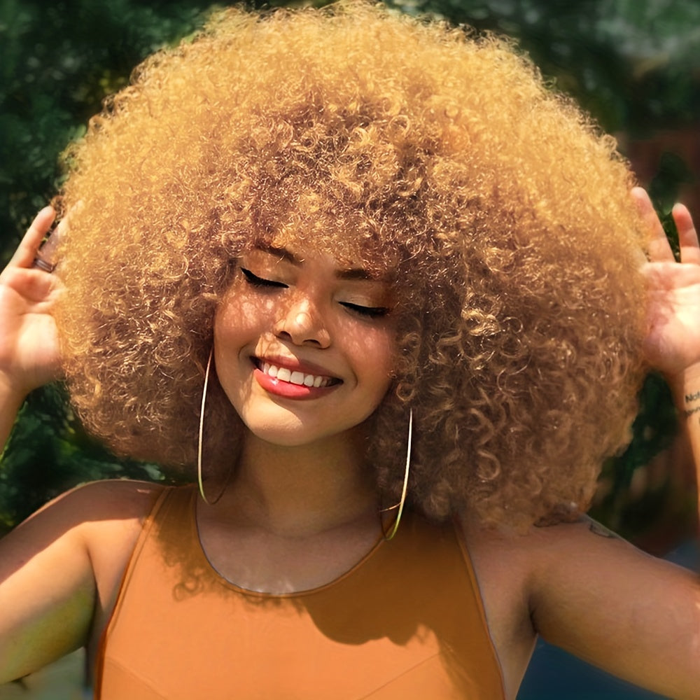 Large Bouncy Afro Kinky Curly Wigs for Party, Cosplay, and Daily Wear - Natural Looking Full Puff Wigs with Soft and Soft Texture