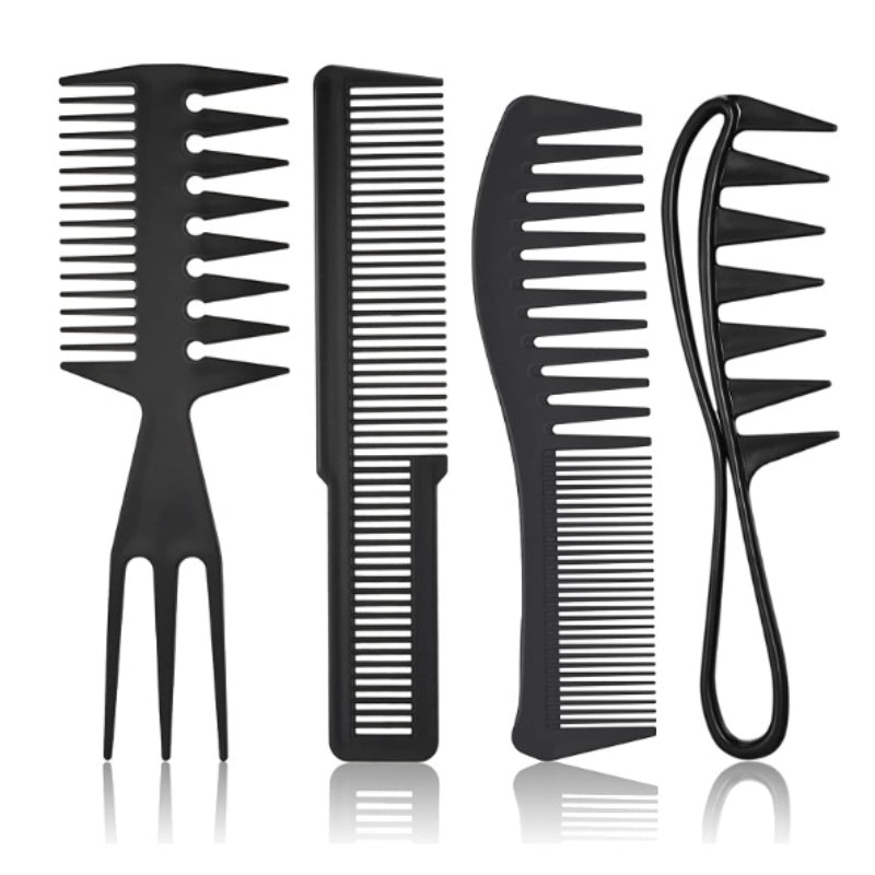 2/3/4pcs Shark Teeth Comb Wide Tooth Curl Comb Large Wide Tooth Comb Detangling Comb Texture Comb For Curly Wet Wavy Thick Hair Wigs Salon Barber Hairstyle Tool