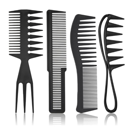 2/3/4pcs Shark Teeth Comb Wide Tooth Curl Comb Large Wide Tooth Comb Detangling Comb Texture Comb For Curly Wet Wavy Thick Hair Wigs Salon Barber Hairstyle Tool