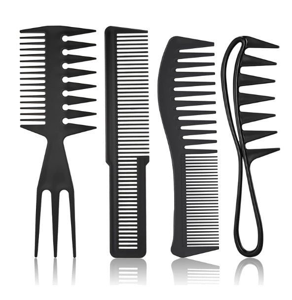 2/3/4pcs Shark Teeth Comb Wide Tooth Curl Comb Large Wide Tooth Comb Detangling Comb Texture Comb For Curly Wet Wavy Thick Hair Wigs Salon Barber Hairstyle Tool