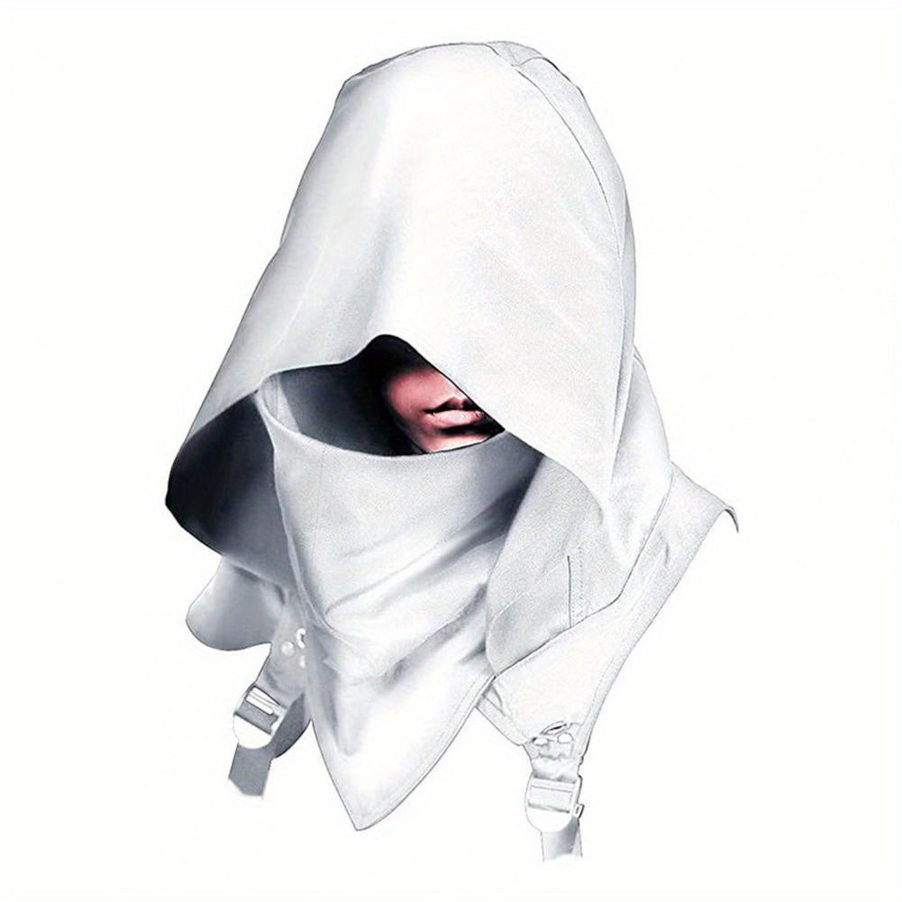 Cyberpunk Cowl Hood Scarf with Adjustable Buckle & Strap - Multi-Functional Medieval Cape, Assassin Hat & Pagan Costume Accessory - Lightweight Durable Fabric for Halloween Cosplay, Themed Events, Stealth & Warmth - Unisex Ad