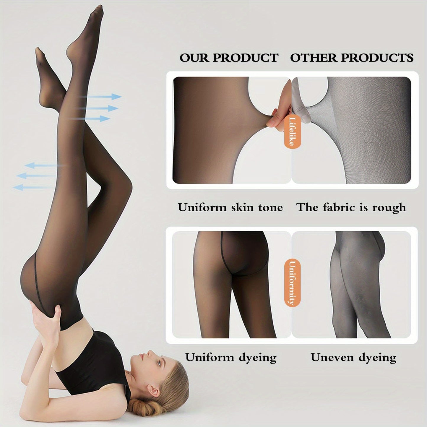1PCS 80g Autumn Winter Thin Shiny Brushed Party Slimmer Woman Tights Roleplay Bum Lift Push Up Rave Autumn Winter Thermal Compression Stockings High Waist Sock Pants Chunky Pantyhose Elastic Fabric
