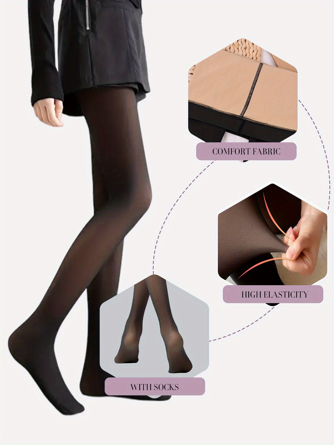 1PCS 80g Autumn Winter Thin Shiny Brushed Party Slimmer Woman Tights Roleplay Bum Lift Push Up Rave Autumn Winter Thermal Compression Stockings High Waist Sock Pants Chunky Pantyhose Elastic Fabric