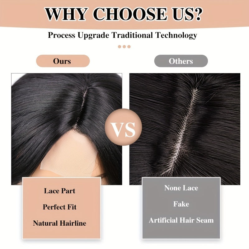 Black Gray Loose Wave Curly Hair Wigs Synthetic T Part Lace Front Wigs Bob Body Wave Wigs For Woman Heat Resistant Fiber Wigs