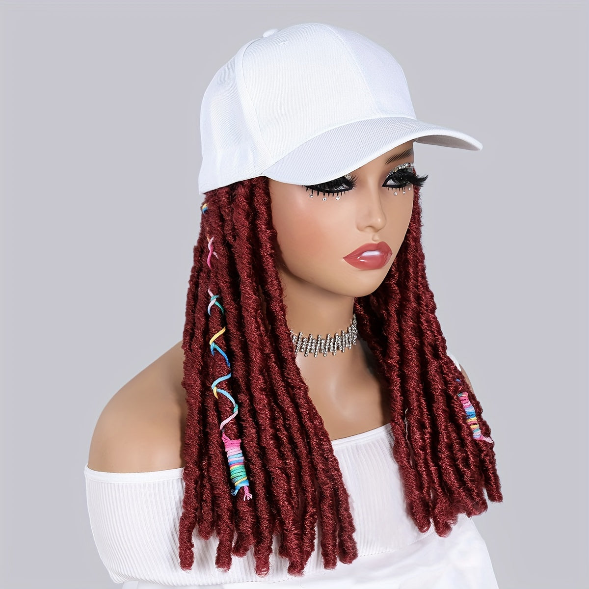 Hat Wigs 12 Inch Dreadlock Wigs With Black Baseball Cap Synthetic Fiber Hair Extensions With Hat Attatched For Women