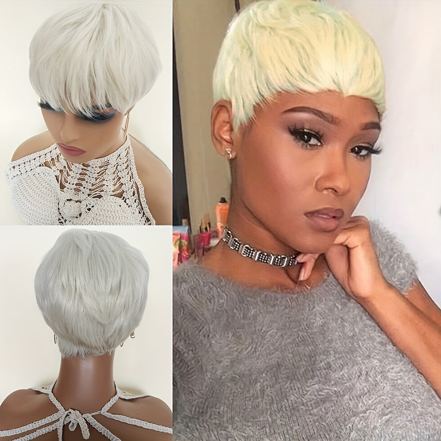 White Pixie Cut Wigs For Sexy Women Short Blond Synthetic Hair Wigs None Lace Wigs