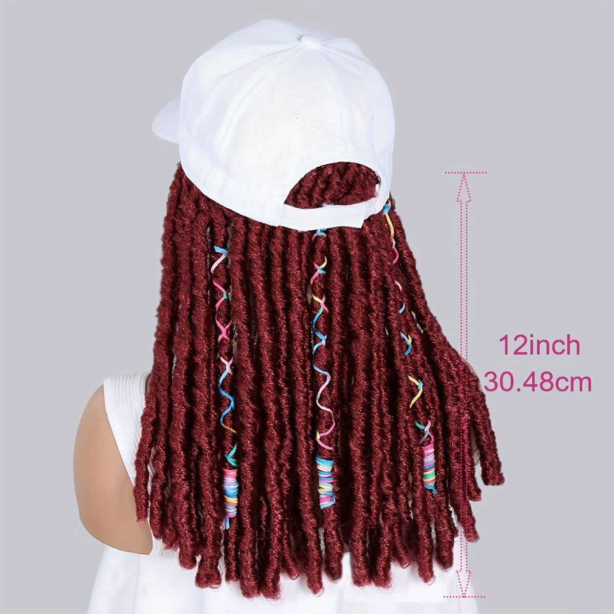 Hat Wigs 12 Inch Dreadlock Wigs With Black Baseball Cap Synthetic Fiber Hair Extensions With Hat Attatched For Women