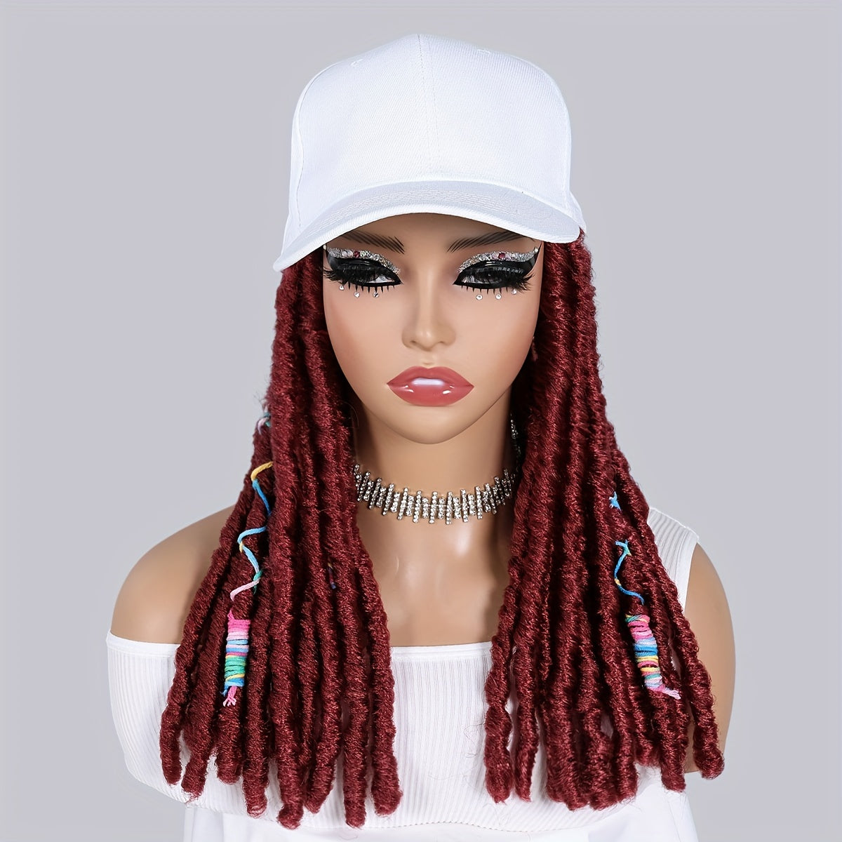 Hat Wigs 12 Inch Dreadlock Wigs With Black Baseball Cap Synthetic Fiber Hair Extensions With Hat Attatched For Women