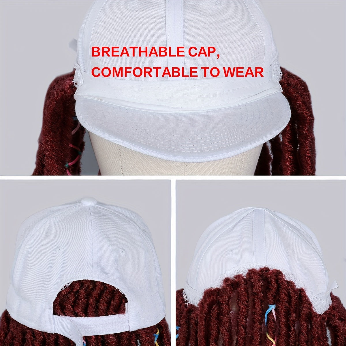 Hat Wigs 12 Inch Dreadlock Wigs With Black Baseball Cap Synthetic Fiber Hair Extensions With Hat Attatched For Women