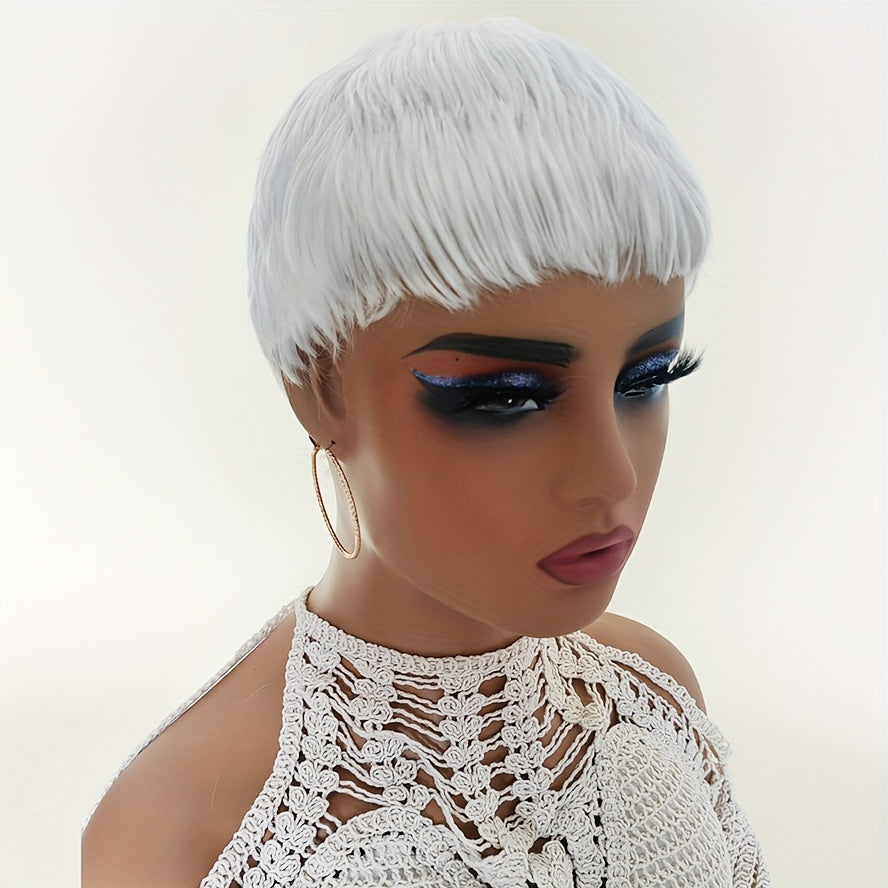 White Pixie Cut Wigs For Sexy Women Short Blond Synthetic Hair Wigs None Lace Wigs