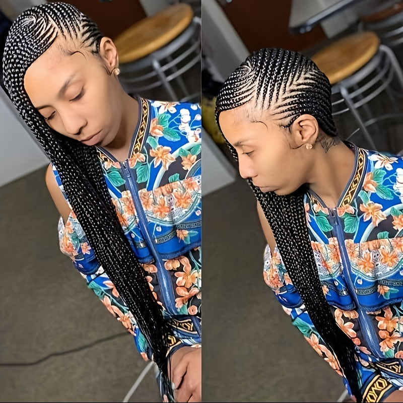 Braided 13x6 Lace wig Braids Wigs For Women Black Micro Braided Synthetic Lightweight Hand-Tied Lace Front Box Braided Wig