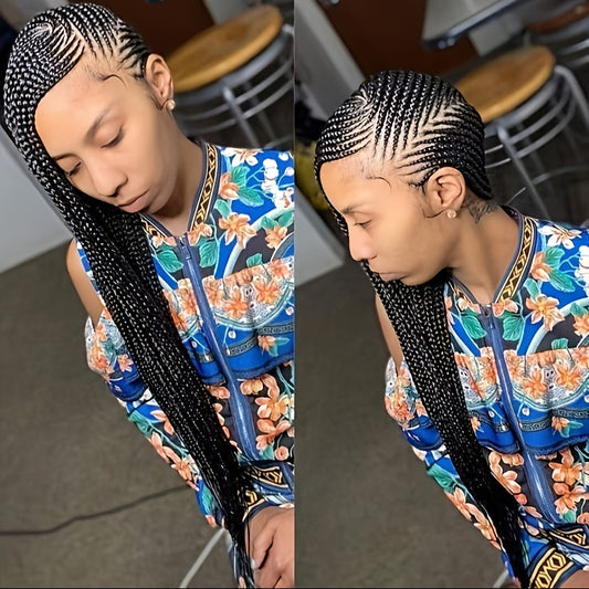 Braided 13x6 Lace wig Braids Wigs For Women Black Micro Braided Synthetic Lightweight Hand-Tied Lace Front Box Braided Wig