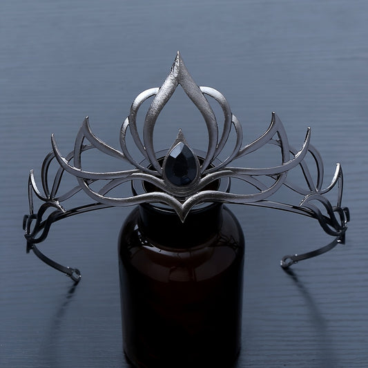 Ladies' Halloween Costume Soul Crown, Black and Silvery Dark Night Queen Transformation Essential Headpiece, Gothic Cosplay Core Gear, Party Ball Photography Nightclub Instant Coronation Crown Headpiece, Halloween Accessory,