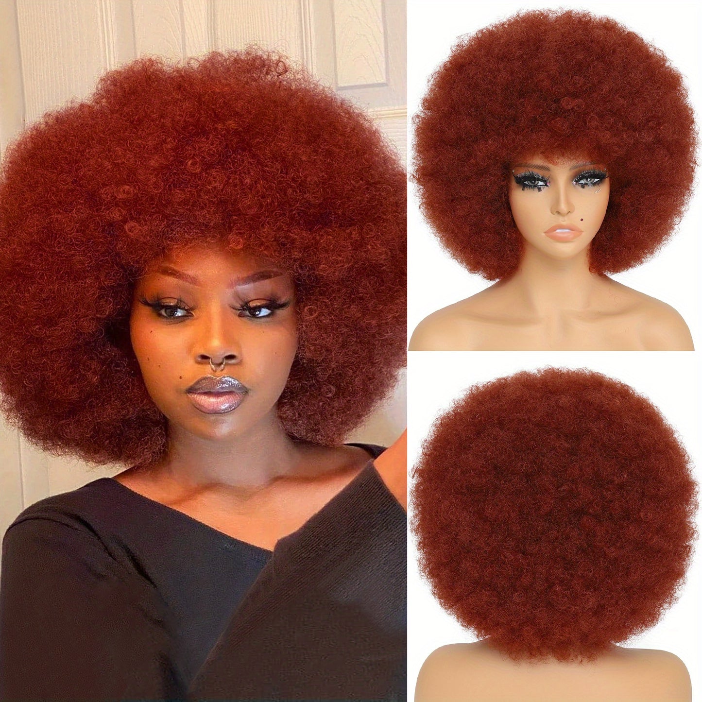 Large Bouncy Afro Kinky Curly Wigs for Party, Cosplay, and Daily Wear - Natural Looking Full Puff Wigs with Soft and Soft Texture