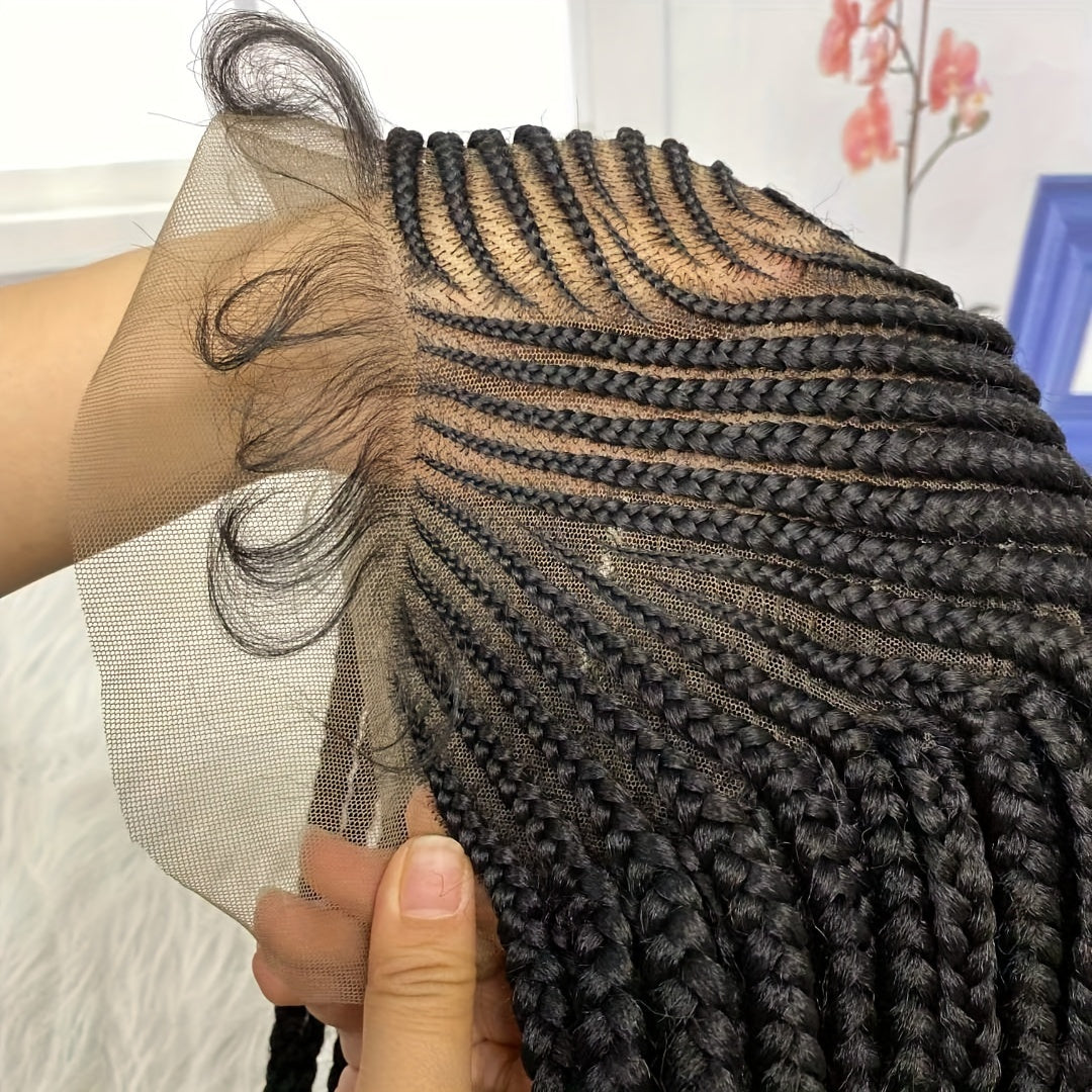 Braided 13x6 Lace wig Braids Wigs For Women Black Micro Braided Synthetic Lightweight Hand-Tied Lace Front Box Braided Wig