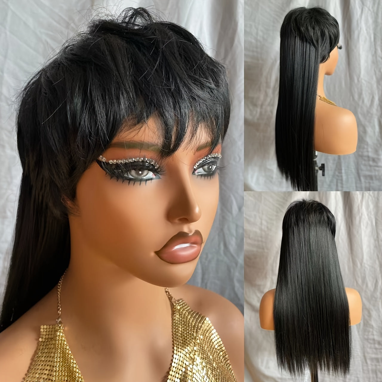 Mullet Wig Pixie Cut Synthetic Wigs With Bangs For Women Long Wig