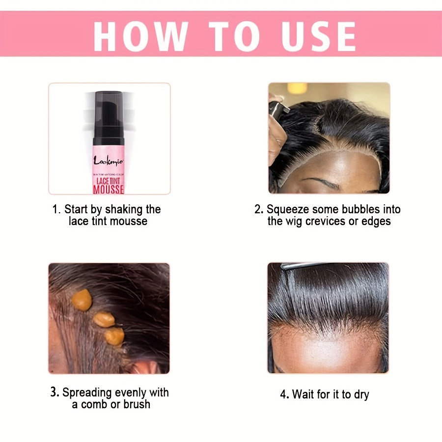 3.4OZ Lace Tint Mousse Spray For Wigs, Waterproof And Sweatproof Fast Drying Melting Mousse, Does Not Hurt The Hair, No Harmful Chemica