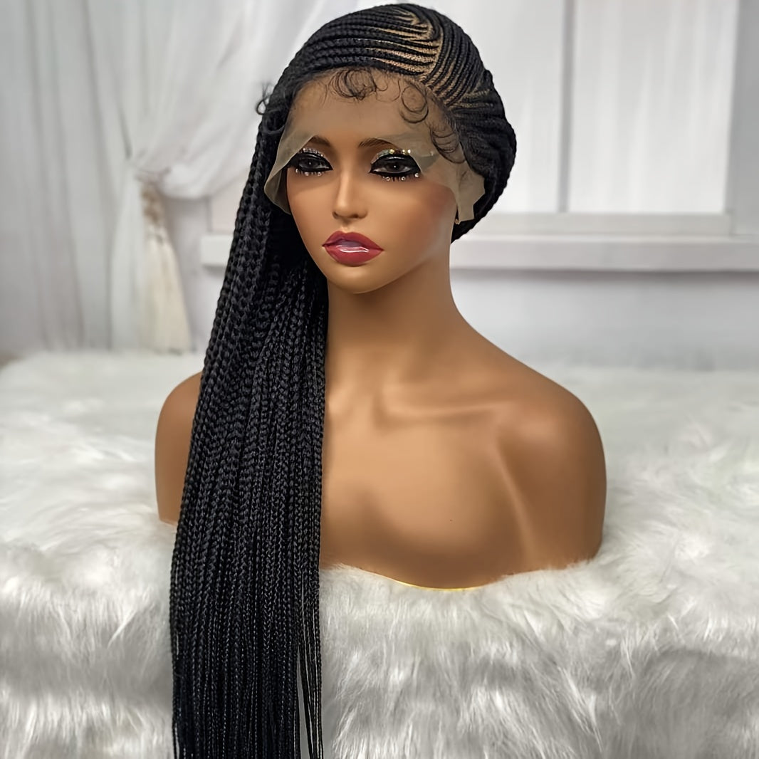 Braided 13x6 Lace wig Braids Wigs For Women Black Micro Braided Synthetic Lightweight Hand-Tied Lace Front Box Braided Wig