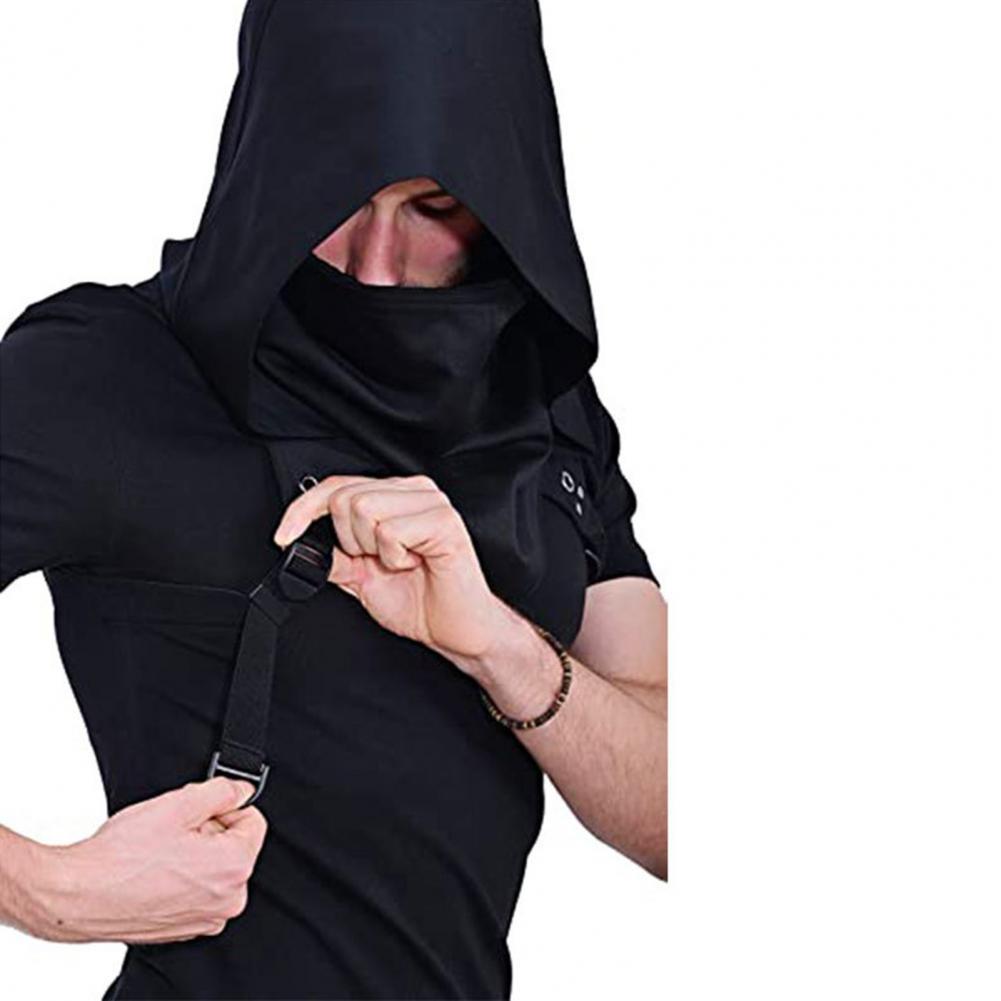 Cyberpunk Cowl Hood Scarf with Adjustable Buckle & Strap - Multi-Functional Medieval Cape, Assassin Hat & Pagan Costume Accessory - Lightweight Durable Fabric for Halloween Cosplay, Themed Events, Stealth & Warmth - Unisex Ad