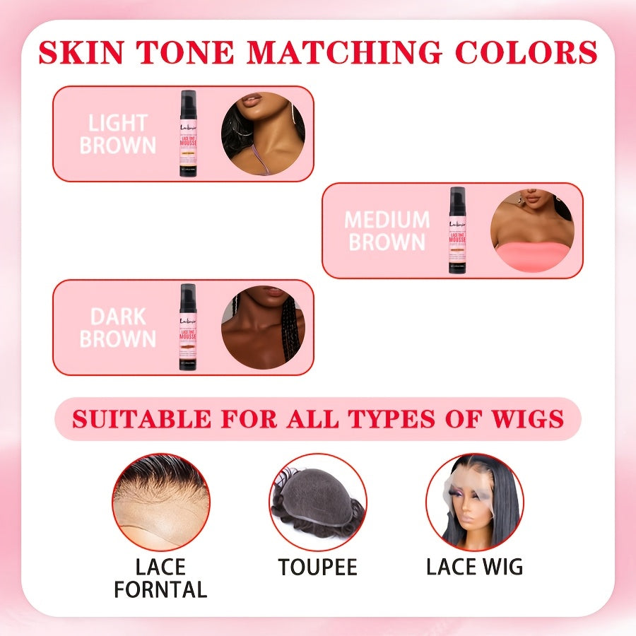 3.4OZ Lace Tint Mousse Spray For Wigs, Waterproof And Sweatproof Fast Drying Melting Mousse, Does Not Hurt The Hair, No Harmful Chemica