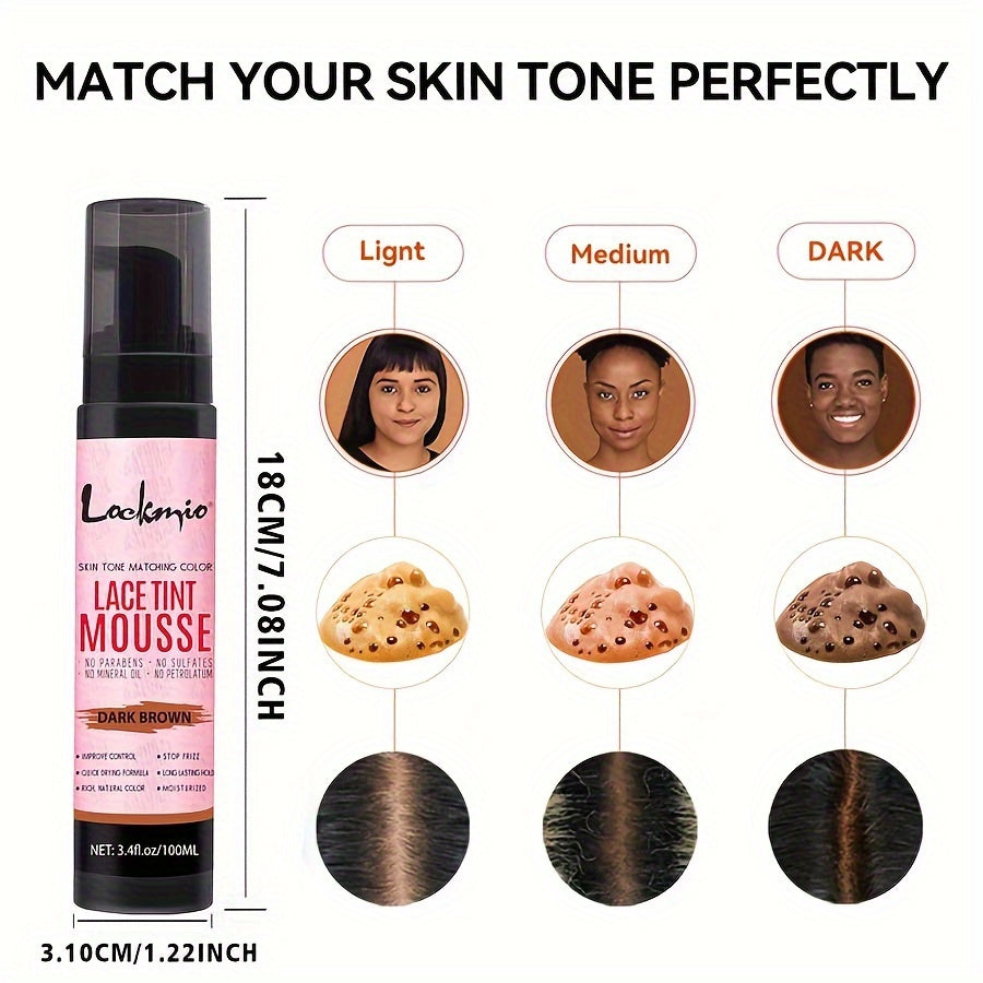 3.4OZ Lace Tint Mousse Spray For Wigs, Waterproof And Sweatproof Fast Drying Melting Mousse, Does Not Hurt The Hair, No Harmful Chemica