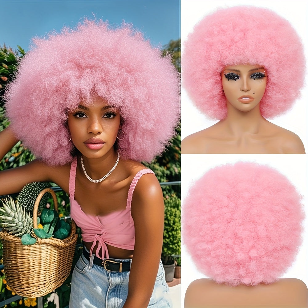 Large Bouncy Afro Kinky Curly Wigs for Party, Cosplay, and Daily Wear - Natural Looking Full Puff Wigs with Soft and Soft Texture