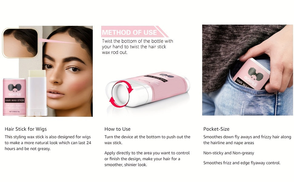 1pc Wax Stick for Hair, Hair Pomade Stick Long-Lasting Styling Wax Stick, Hair Wax Stick Smoothing & Slick Stick for Hair Wigs, Styling Waxes for Fly Away & Edge Frizz Hair