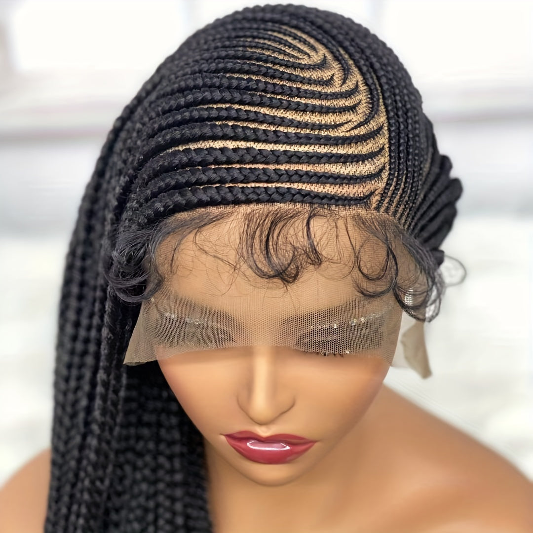 Braided 13x6 Lace wig Braids Wigs For Women Black Micro Braided Synthetic Lightweight Hand-Tied Lace Front Box Braided Wig