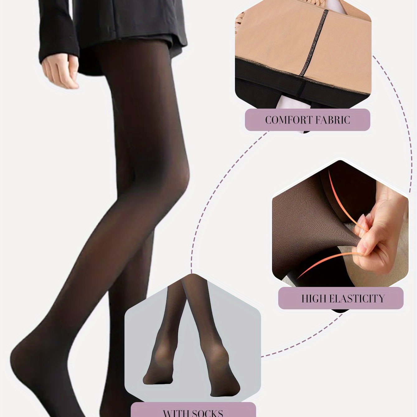 1PCS 80g Autumn Winter Thin Shiny Brushed Party Slimmer Woman Tights Roleplay Bum Lift Push Up Rave Autumn Winter Thermal Compression Stockings High Waist Sock Pants Chunky Pantyhose Elastic Fabric