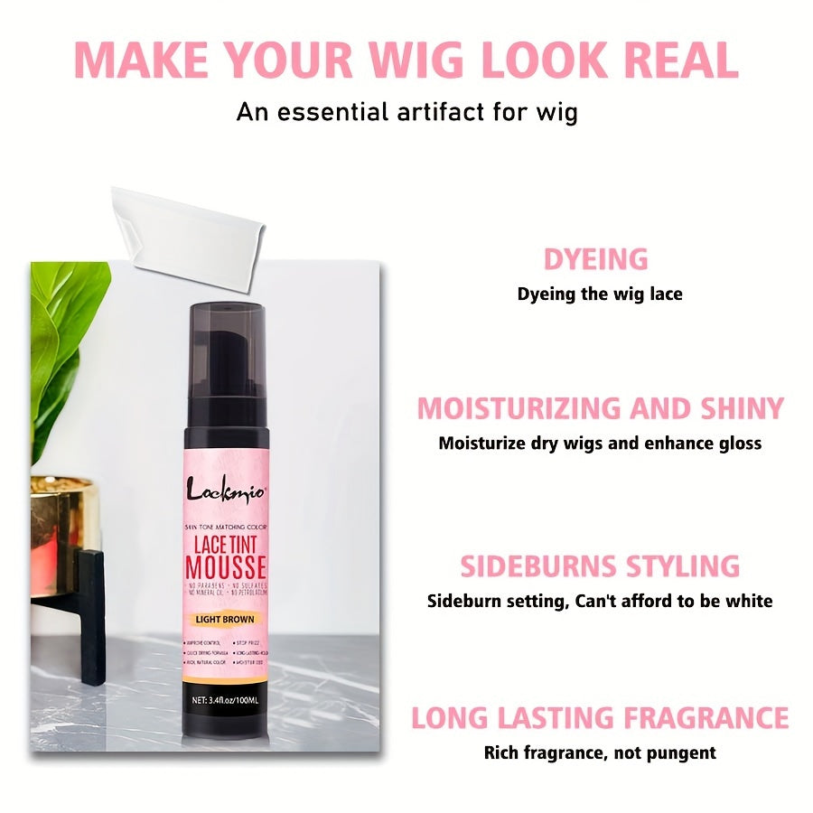 3.4OZ Lace Tint Mousse Spray For Wigs, Waterproof And Sweatproof Fast Drying Melting Mousse, Does Not Hurt The Hair, No Harmful Chemica