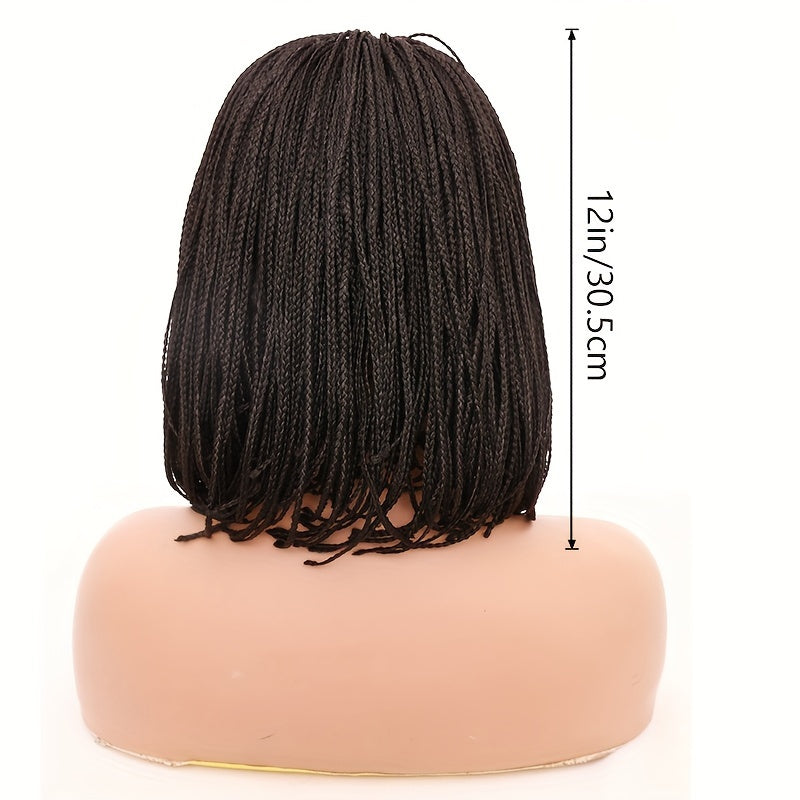 12 Inch Short Kinky Twist Braided Wigs For Women Heat Resistant Crochet Box Braided Wigs African Synthetic Braiding Hair Wigs