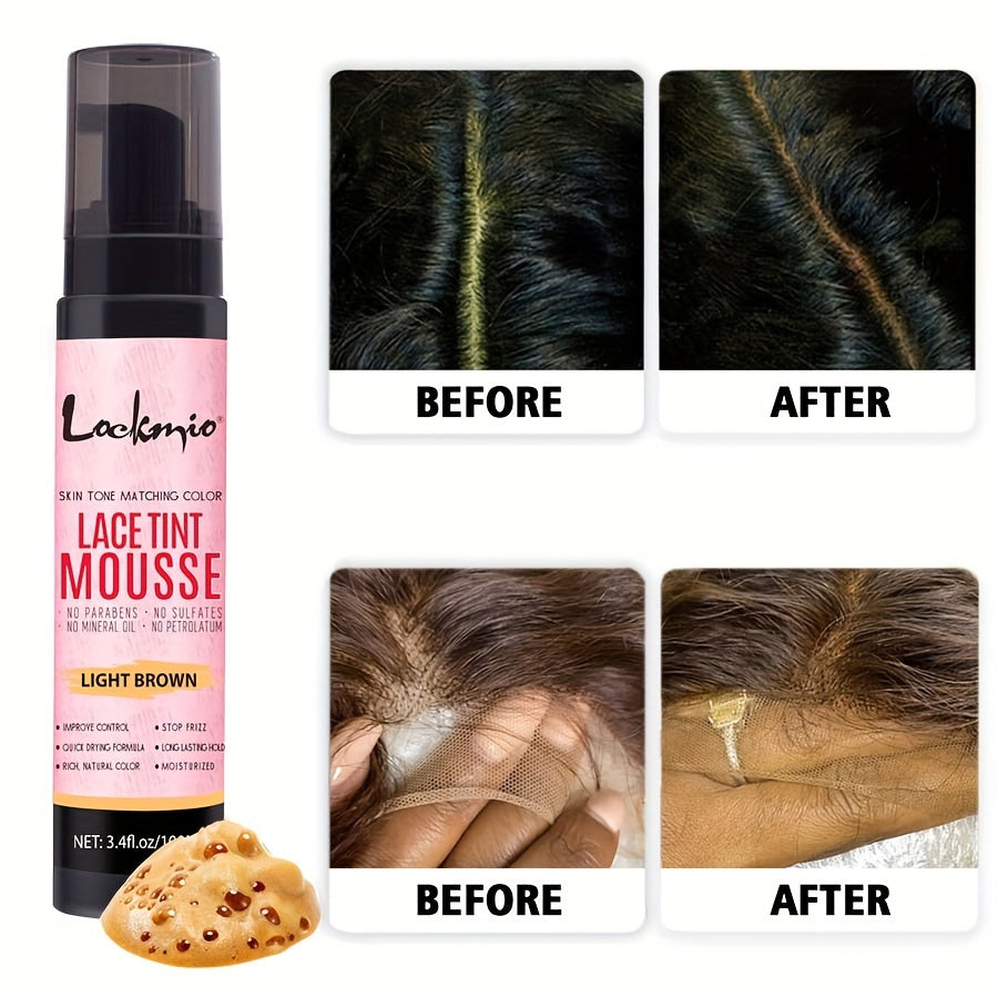 3.4OZ Lace Tint Mousse Spray For Wigs, Waterproof And Sweatproof Fast Drying Melting Mousse, Does Not Hurt The Hair, No Harmful Chemica