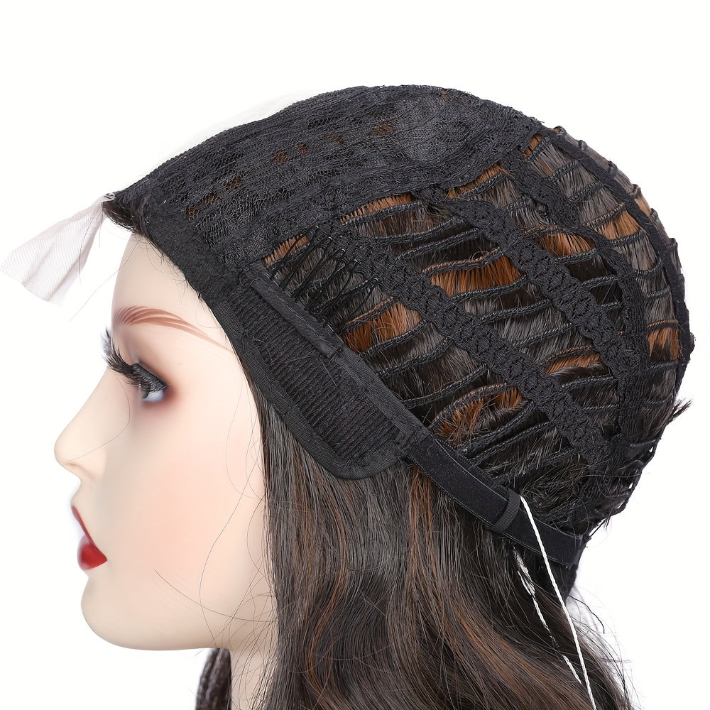 Long Wavy Wig With Highlights Synthetic Hair Layered Lace Wigs Heat Resistant Fiber Black Wigs For Women Cosplay Wig Daily Use