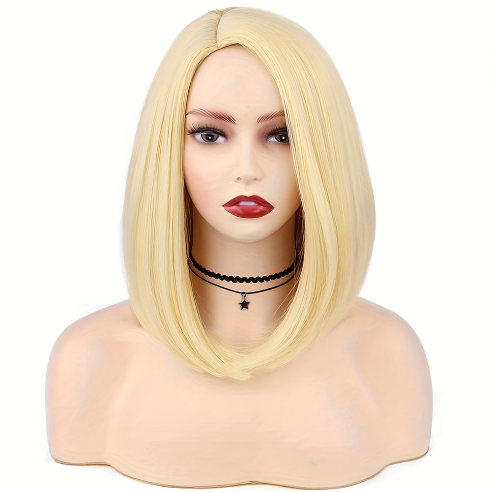 Heat Resistant Synthetic Wig - Black to Red Ombre Bob Cut with Side Part, Natural Look Synthetic Hair for Women, Everyday & Party Hairstyle, Easy Maintenance & Damage-Free Styling, Short Hair Wigs, Cosplay Accessory, Sleek St