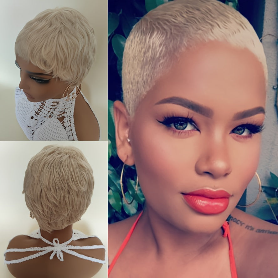 White Pixie Cut Wigs For Sexy Women Short Blond Synthetic Hair Wigs None Lace Wigs
