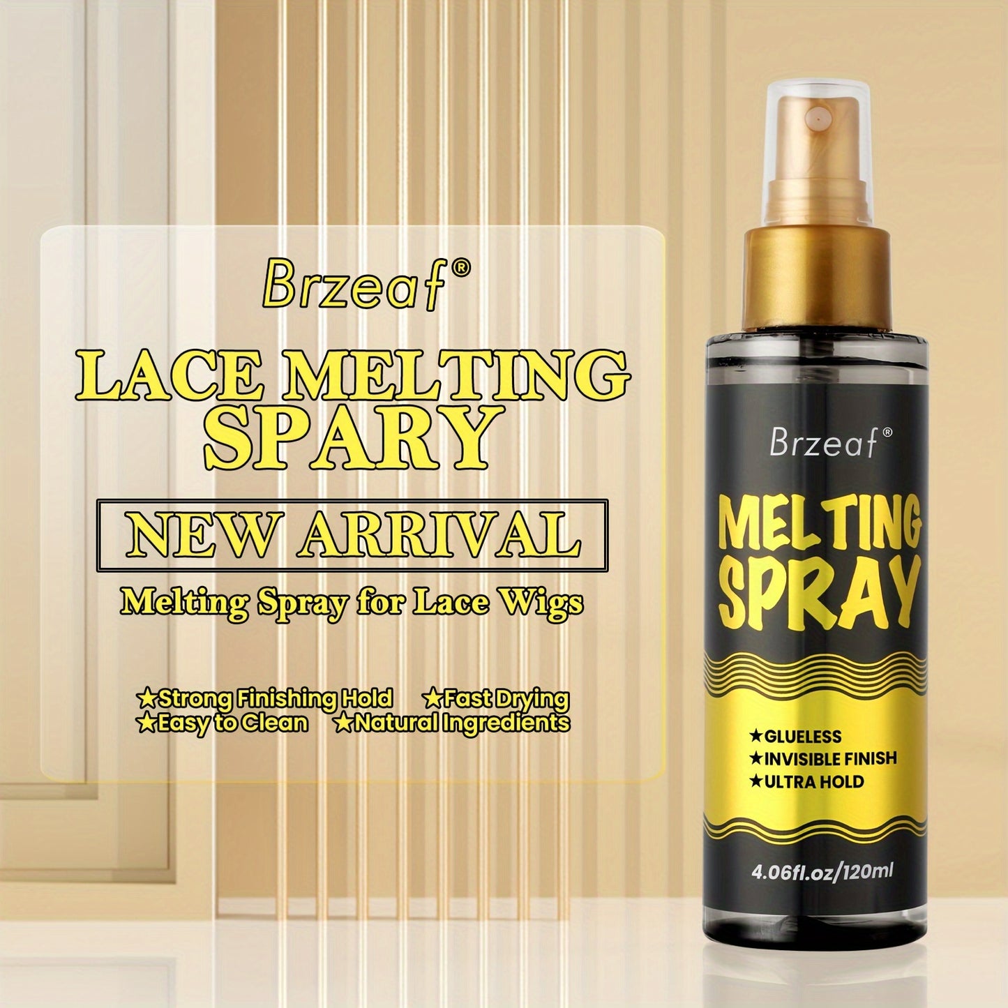 4.06oz Lace Melting Spray And Holding Spray, Extreme Hold Melting Spray For Lace Wigs, Glueless, Strong Natural Finishing Hold, Dries Quickly, Wig Melting Spray & Hair Adhesive For Wigs