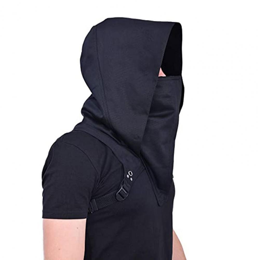 Cyberpunk Cowl Hood Scarf with Adjustable Buckle & Strap - Multi-Functional Medieval Cape, Assassin Hat & Pagan Costume Accessory - Lightweight Durable Fabric for Halloween Cosplay, Themed Events, Stealth & Warmth - Unisex Ad