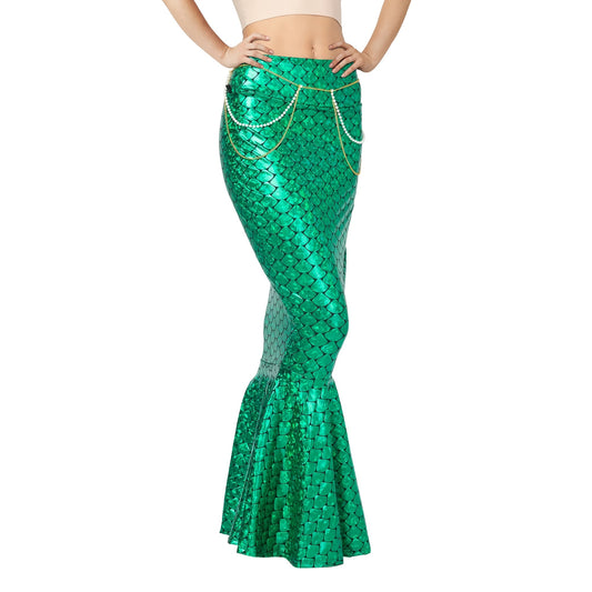 Women'S Metallic Holographic Mermaid Skirt - Shiny Party Costume, No Assembly Required, for Halloween, Cosplay, Themed Events - Glamorous Evening Outfits, Halloween Attire, Roleplay Outfit, Stylish Flair, Durable Material, Co
