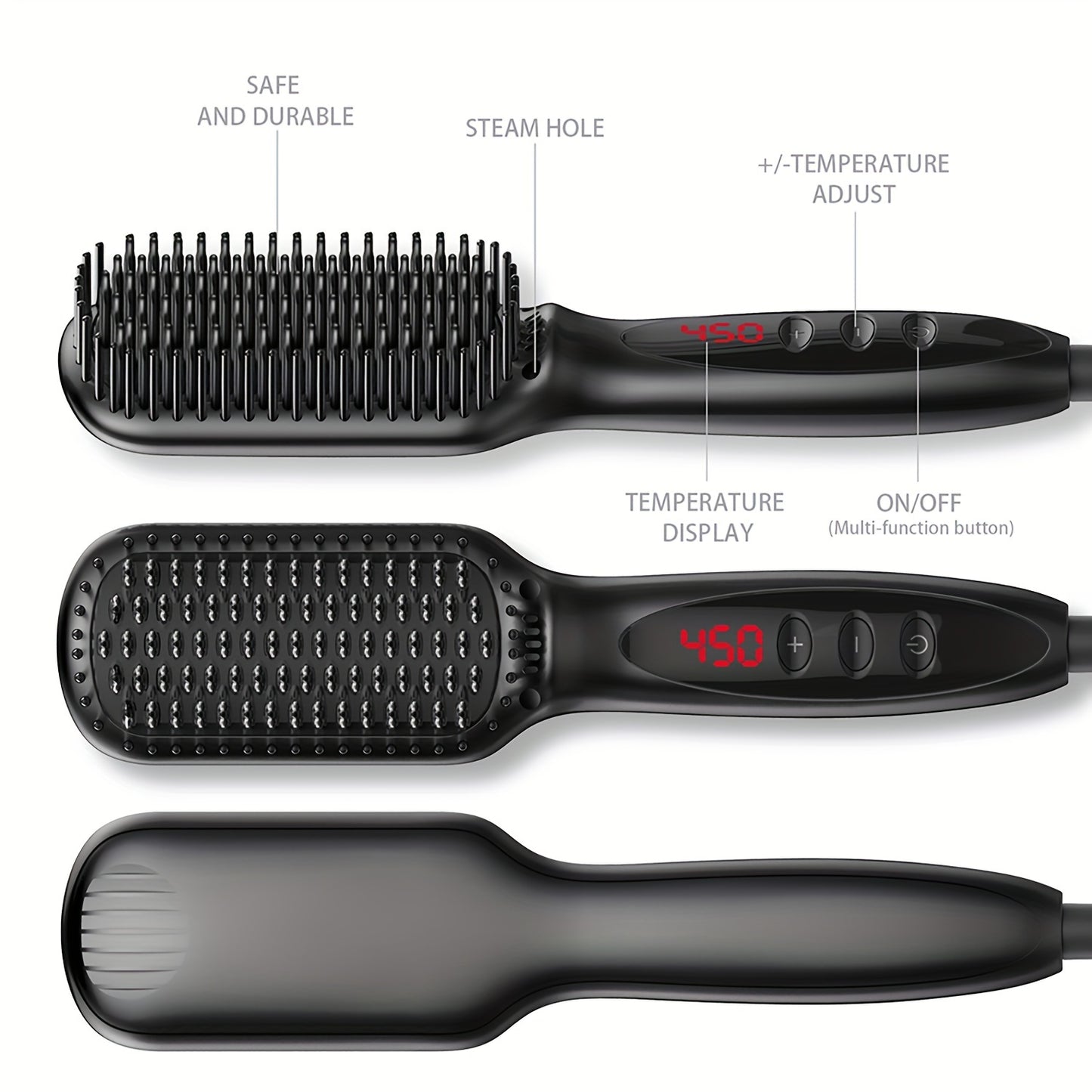 3-in-1 Electric Hot Comb Straightener | Fast-Heating & Anti-Scald | Sleek Hair Brush for All Hair Types & Wigs | Ideal Gift for Special Occasions